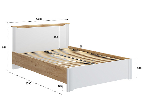 Кровать Эмилия ЭЛ-29 (140х200) дуб крафт золотой/меренга