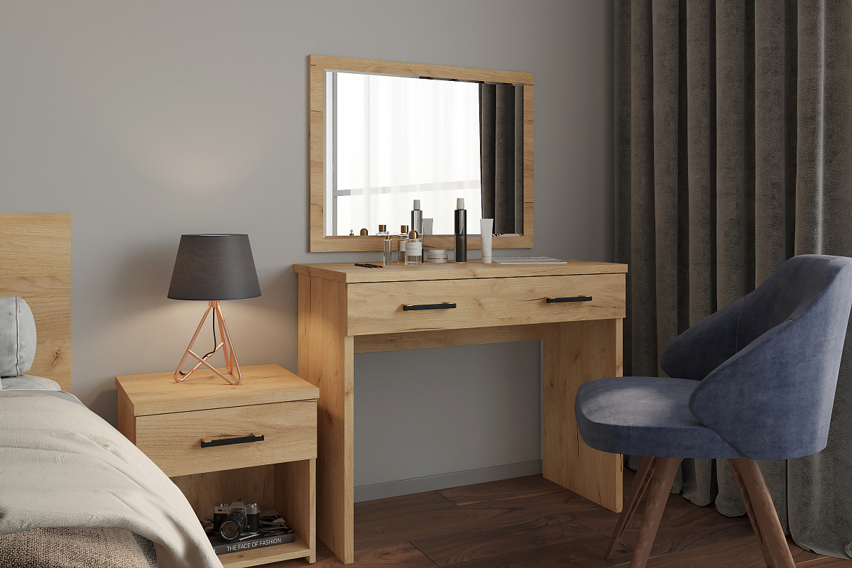 Комплект столик с зеркалом Виктория ВИ-1851 дуб крафт золотой