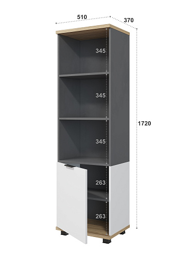 Стеллаж Скайлайт СЛ-5К (левый) блэквуд ячменный/графит/белый/меренга