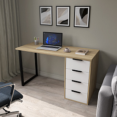 Стол С-402 блэквуд ячменный/меренга (1350х550)