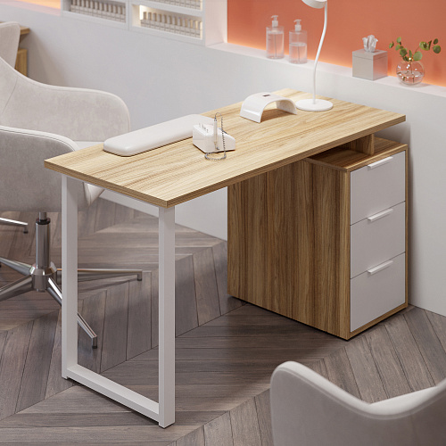 Стол С-416 блэквуд ячменный/меренга (1350*600 белая опора)