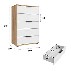 Комод Оптима ОП-05 дуб крафт золотой/меренга