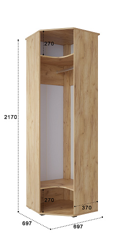 Шкаф угловой Эмилия ЭЛ-14К с зеркалом дуб крафт золотой/меренга