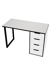 Стол С-400 белый структурный/меренга/черная кромка