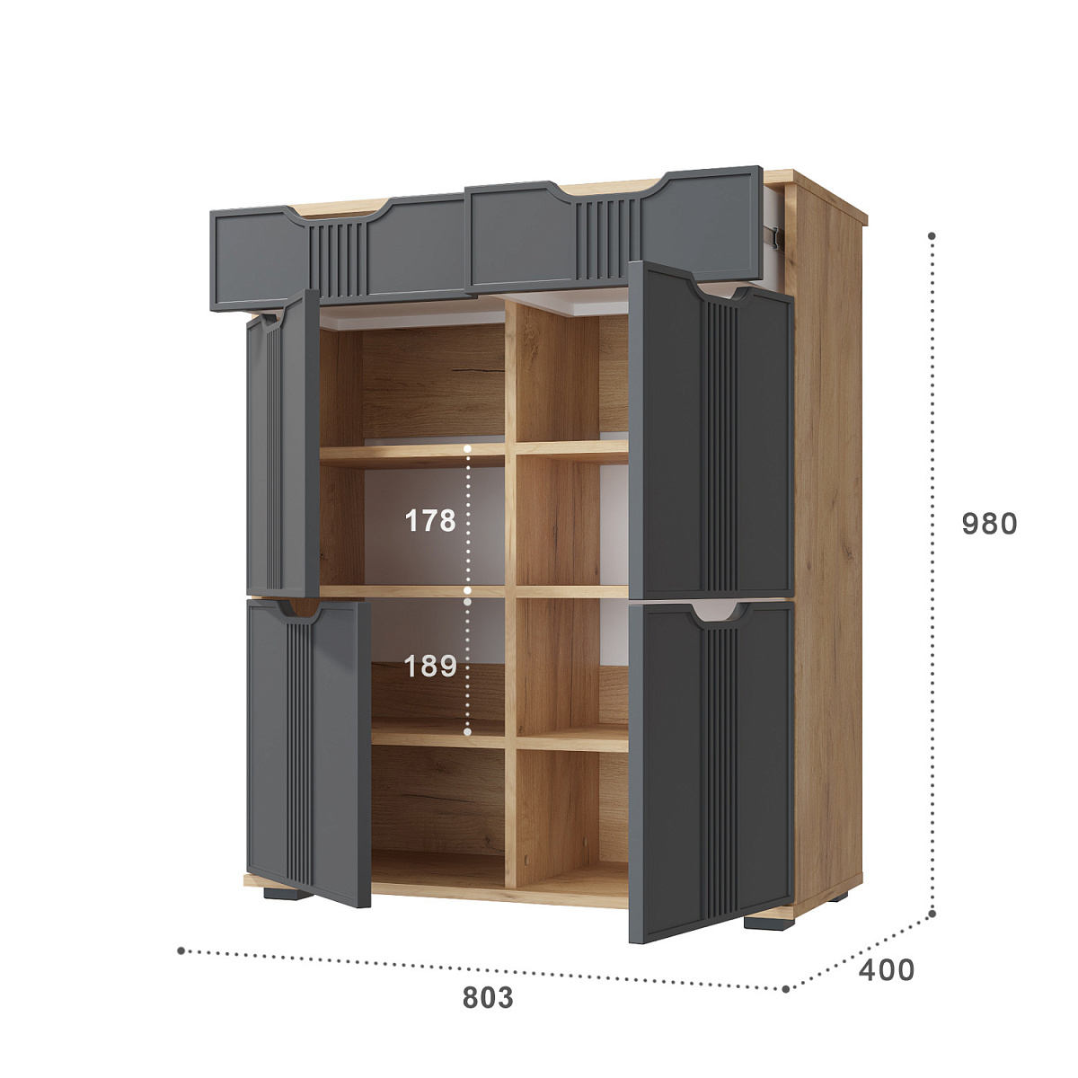 Комод Эмилия ЭЛ-20 дуб крафт золотой/графит