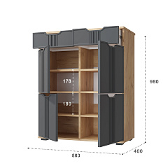 Комод Эмилия ЭЛ-20 дуб крафт золотой/графит