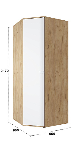 Шкаф угловой Эмилия ЭЛ-17К глухой дуб крафт золотой/меренга