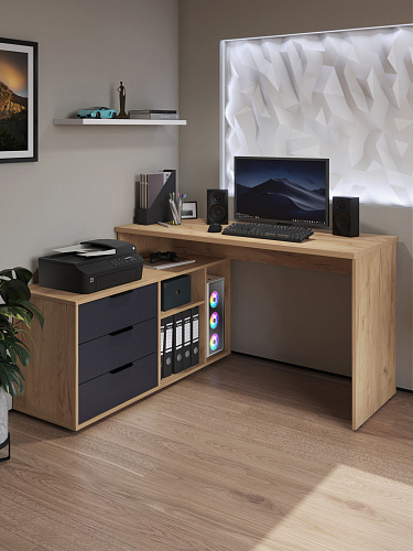 Стол угловой Оптима ОП-21 дуб крафт золотой/графит