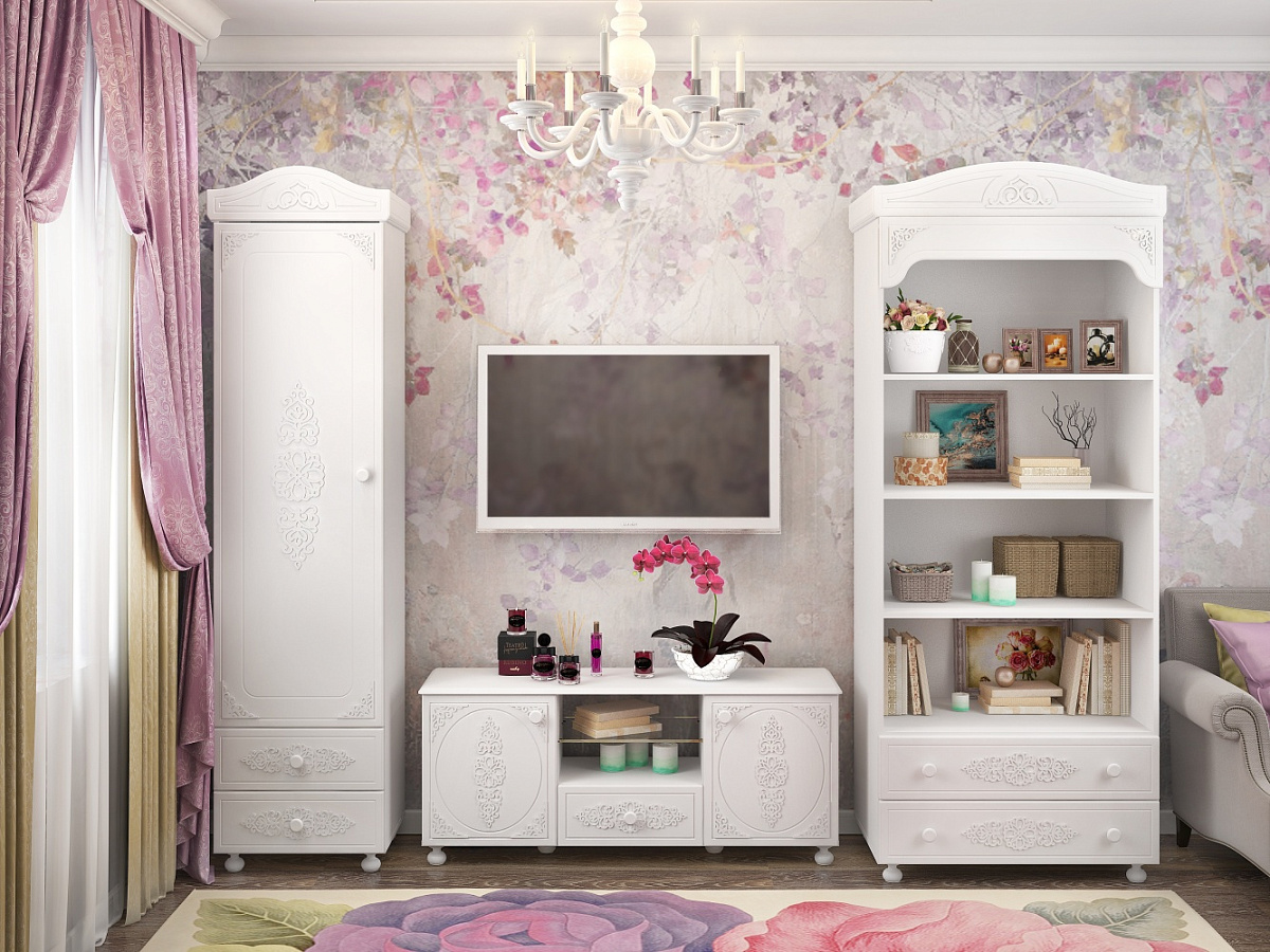 Тумба под ТВ Ассоль АС-13 белое дерево