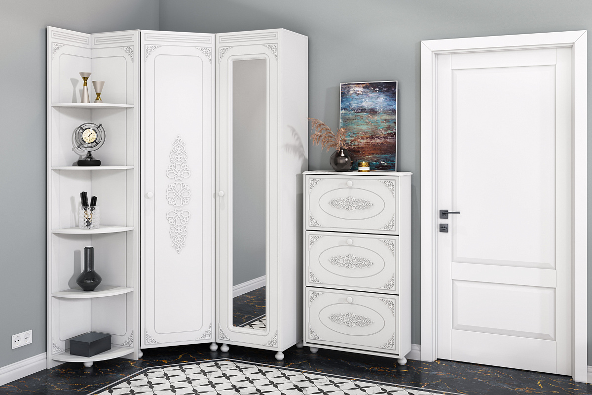 Гарнитур для прихожей Ассоль АС-055 белое дерево