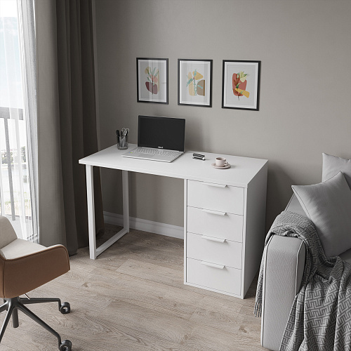 Стол С-410 белый структурный/меренга (1200х550 белая опора)