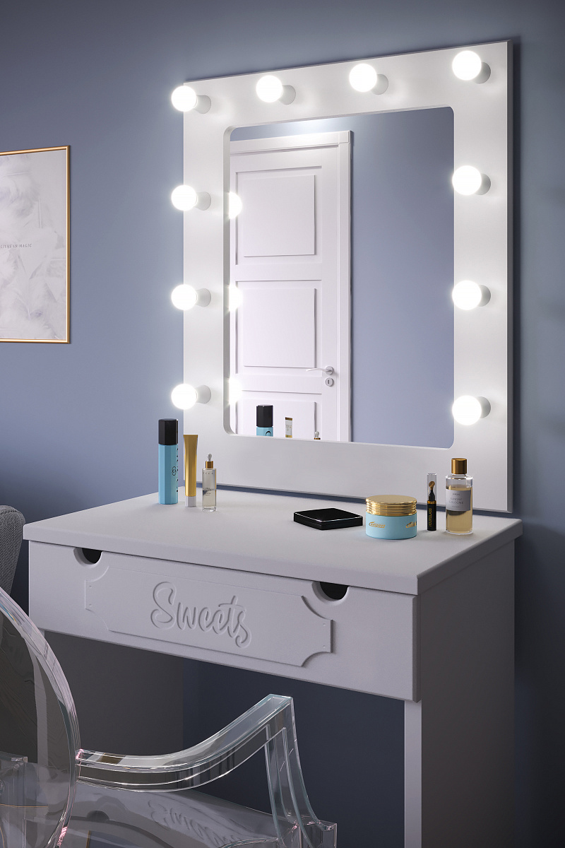 Зеркало ДримСтар ДС-40 белое дерево