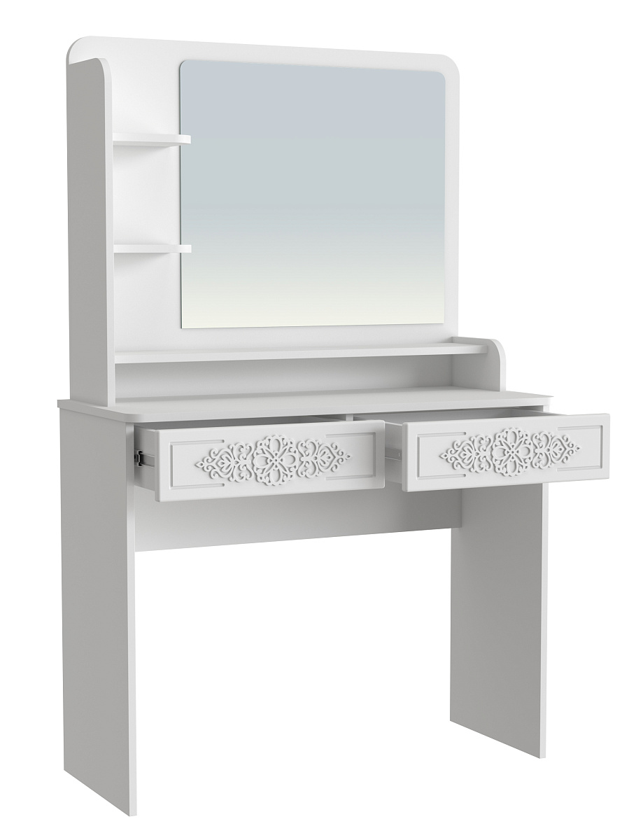Туалетный столик с зеркалом Ассоль Лайт ТСН-2 белое дерево