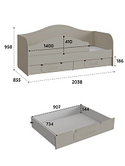 Кровать ДримСтар ДС-51 (800х2000) глиняный серый/риолит
