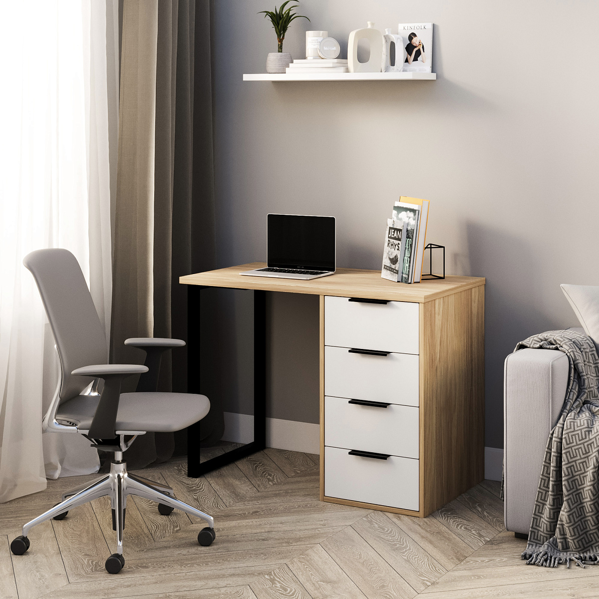 Стол С-404 блэквуд ячменный/меренга (1000х550)