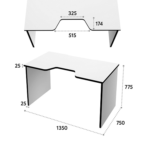 Геймерский стол С-240 белый/черный