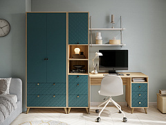 Стол Велламо ВО-17 блэквуд ячменный/морская волна (правый)