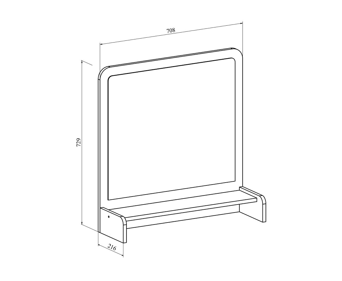 Полка с зеркалом ТН-1 белый структурный