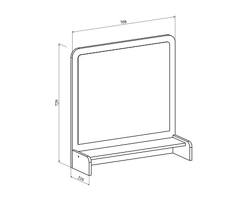 Полка с зеркалом ТН-1 белый структурный