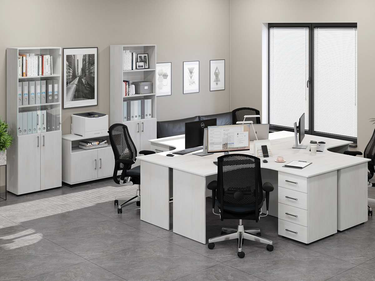 Комплект стол с тумбой ОФ-10+ОФ-20 северное дерево светлое