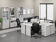 Комплект стол с тумбой ОФ-10+ОФ-20 северное дерево светлое