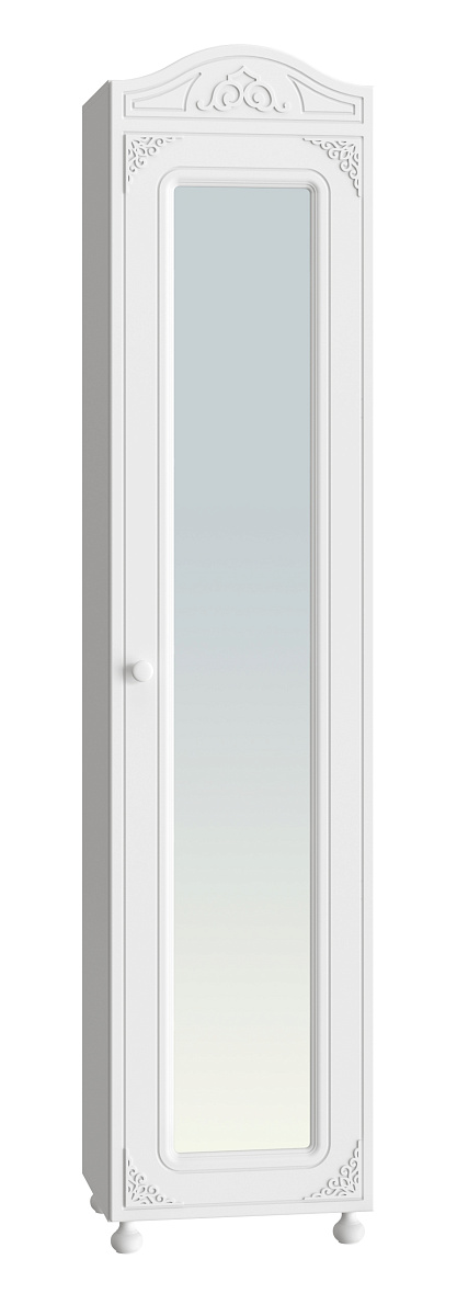 Шкаф Ассоль АС-53К с зеркалом (правый с короной) белое дерево