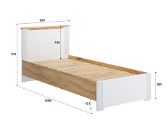 Кровать Эмилия ЭЛ-27 (90х200) дуб крафт золотой/меренга