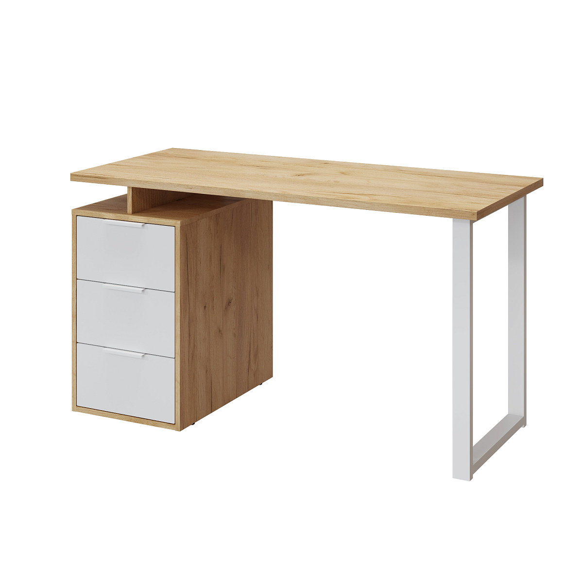 Стол С-416 дуб крафт золотой/меренга (1350*600 белая опора)