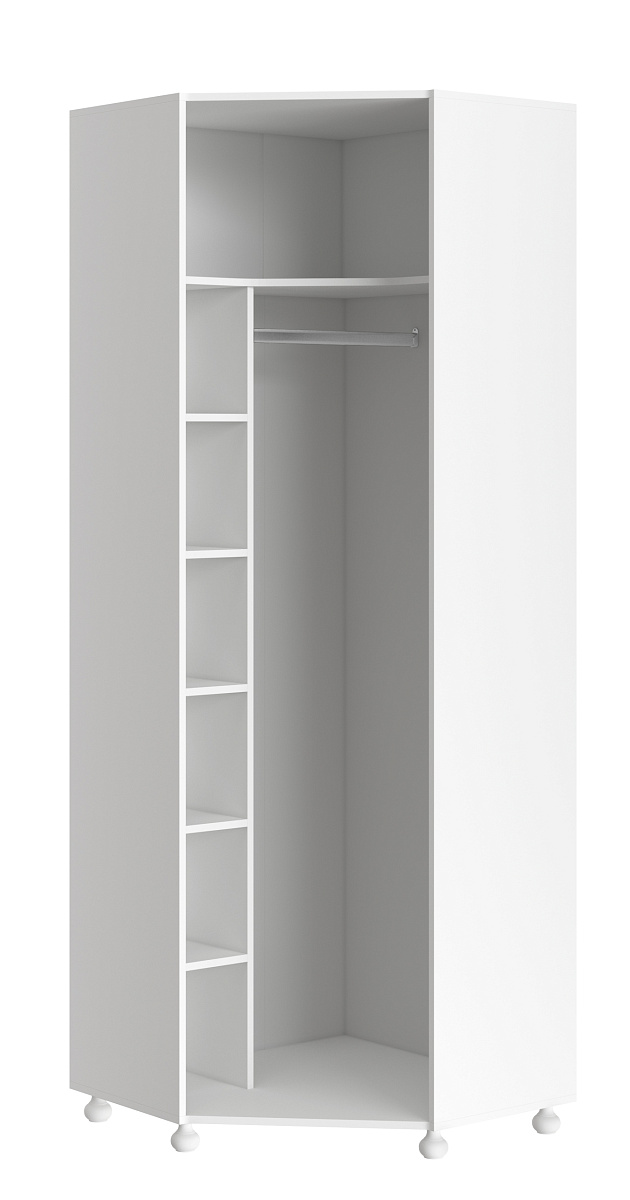 Шкаф угловой Ассоль АС-52К (правый) белое дерево