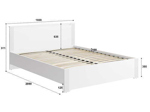 Кровать Эмилия ЭЛ-30 (160х200) белый структурный/меренга