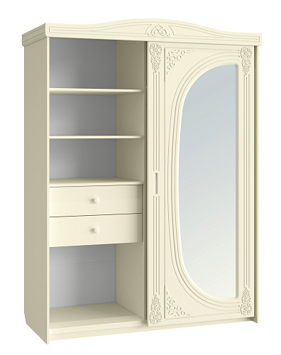 Шкаф-купе с зеркалом Ассоль плюс АС-16 ваниль