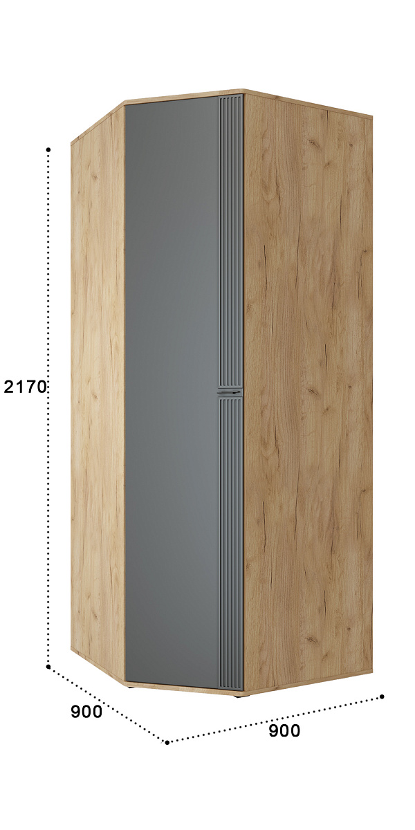 Шкаф угловой Эмилия ЭЛ-17К глухой дуб крафт золотой/графит