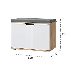 Тумба Эмилия ЭЛ-4К (с подушкой) дуб крафт золотой/меренга