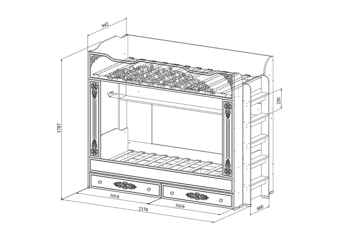 Гарнитур для детской Ассоль АС-054 белое дерево