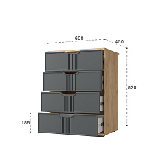 Комод Эмилия ЭЛ-19 дуб крафт золотой/графит