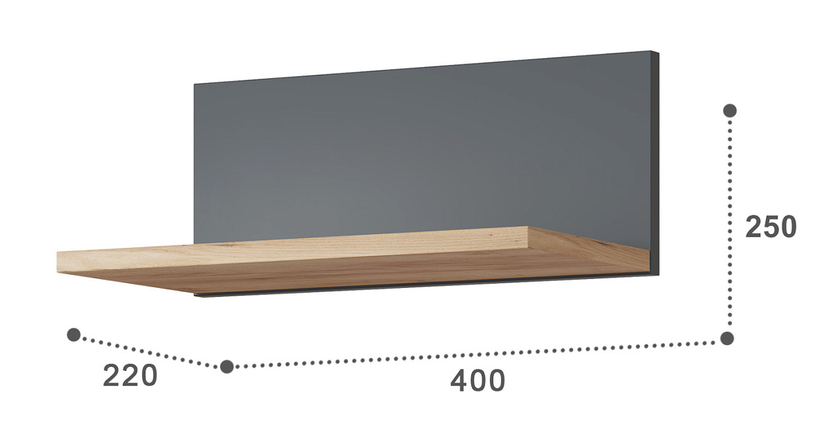 Полка Эмилия ЭЛ-9 дуб крафт золотой/графит