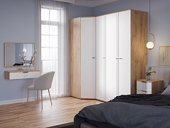 Шкаф угловой Эмилия ЭЛ-14К глухой дуб крафт золотой/меренга