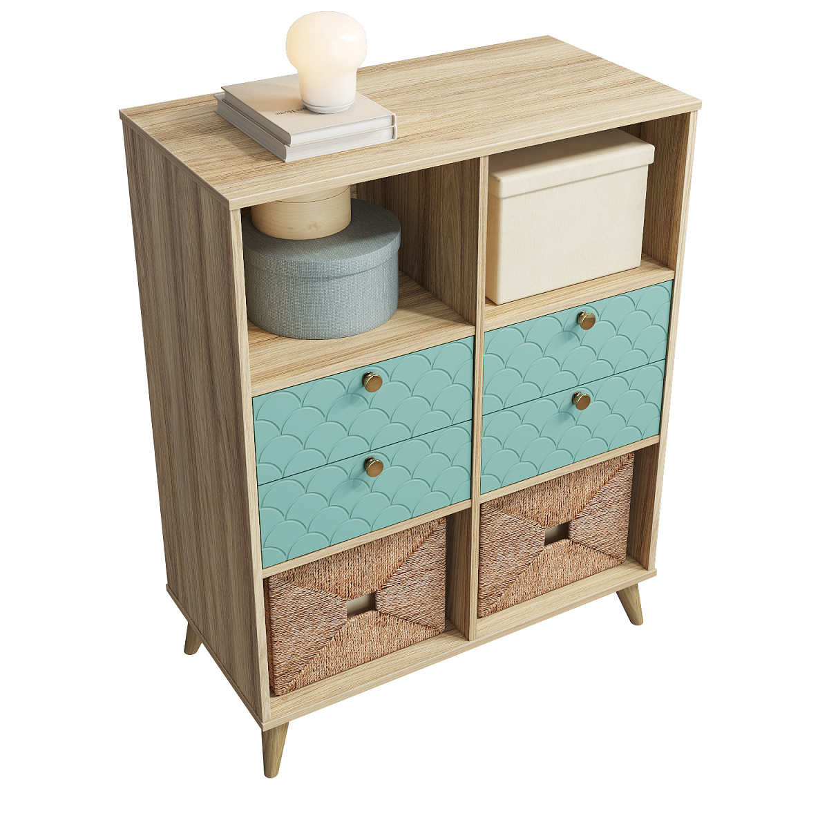 Тумба Велламо ВО-04 блэквуд ячменный/бирюза