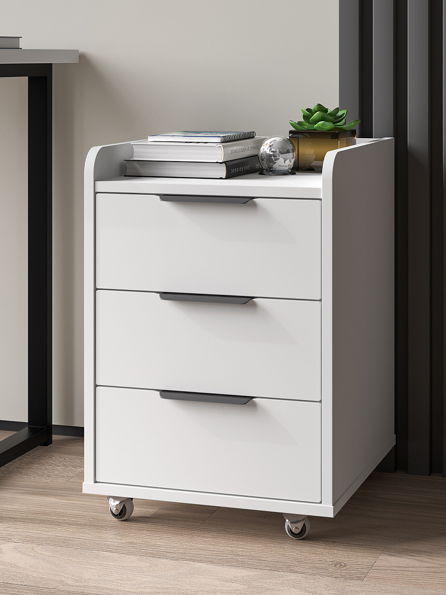 Тумба мобильная К-56 белый структурный/меренга