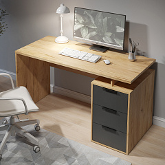 Стол С-407 дуб крафт золотой/графит (1350*600)