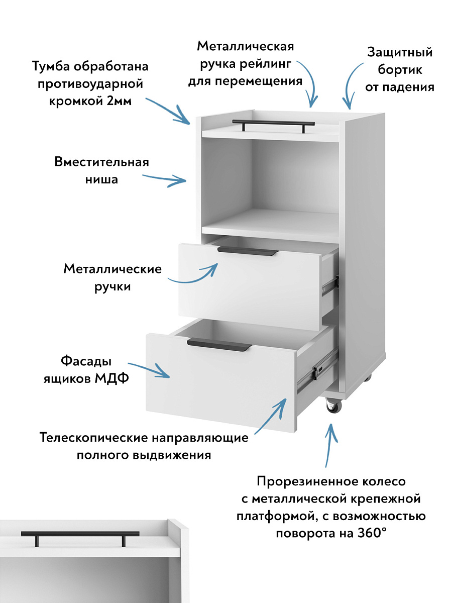 Тумба К-30 белый структурный/меренга