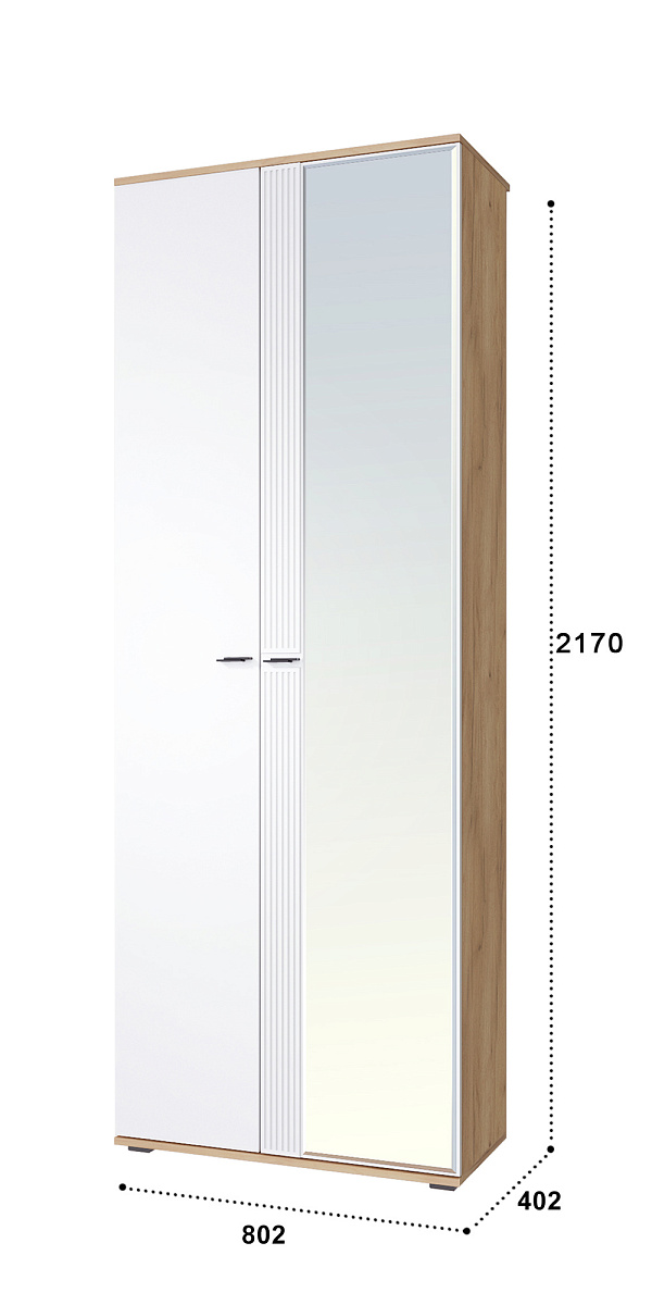 Шкаф для одежды Эмилия ЭЛ-13К комбинированный дуб крафт золотой/меренга