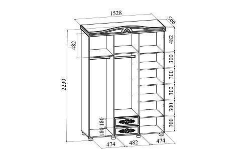 Шкаф трёхдверный с зеркалом Ассоль плюс АС-27 ваниль