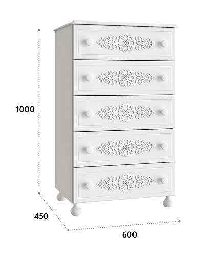 Комод Ассоль АС-62 белое дерево