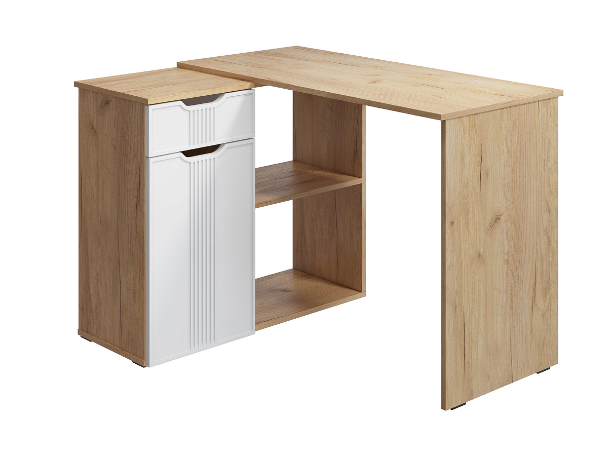 Стол угловой Эмилия ЭЛ-47 дуб крафт золотой/меренга