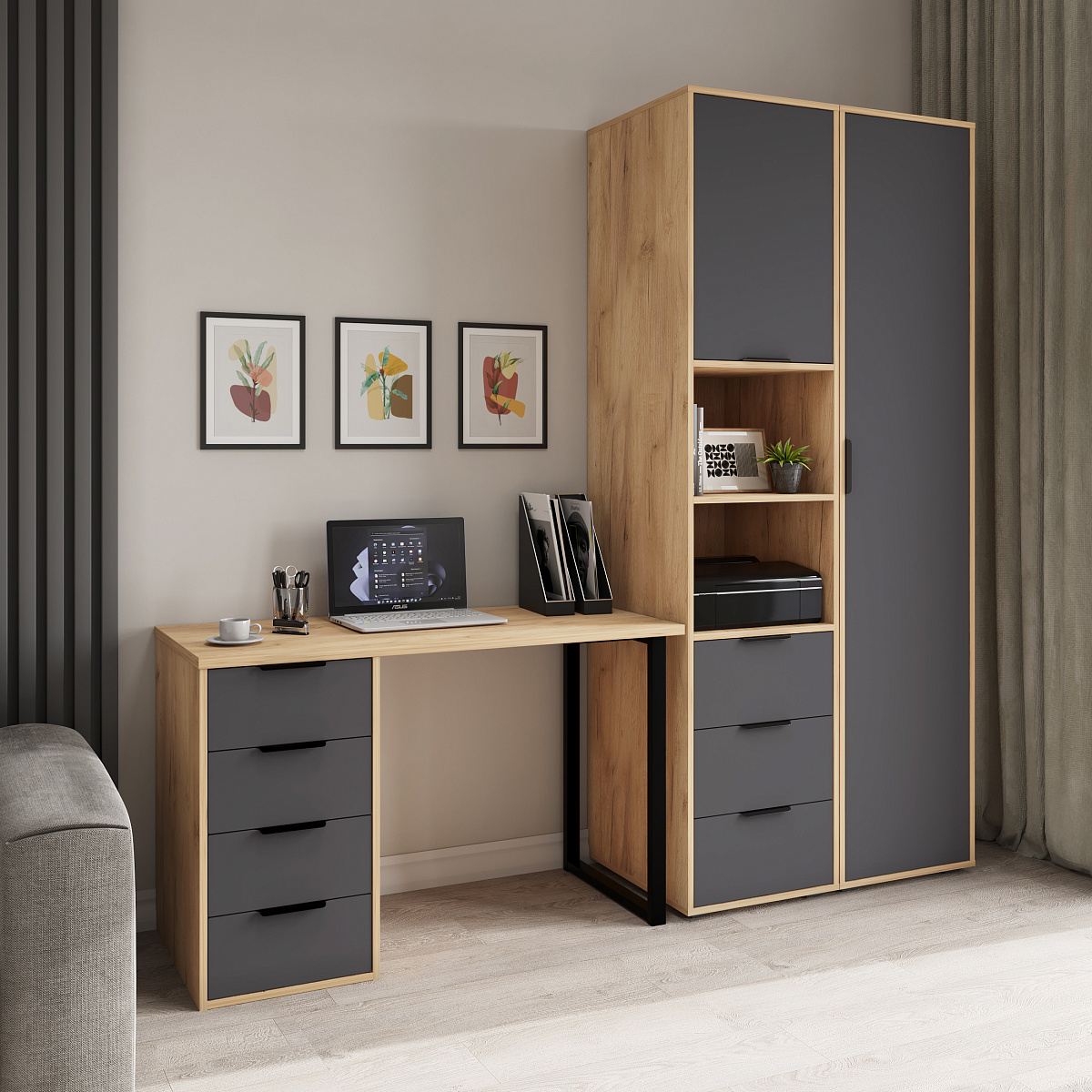 Пенал Оптима ОП-03 дуб крафт золотой/графит