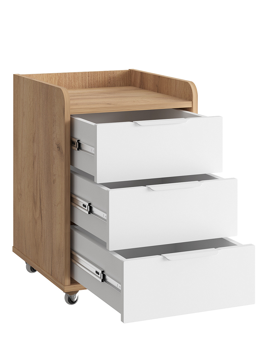 Тумба мобильная К-57 дуб крафт золотой/меренга