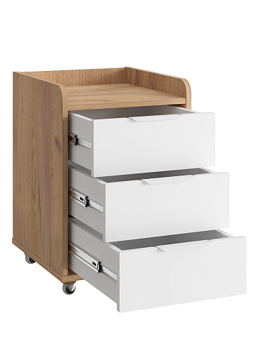 Тумба мобильная К-57 дуб крафт золотой/меренга