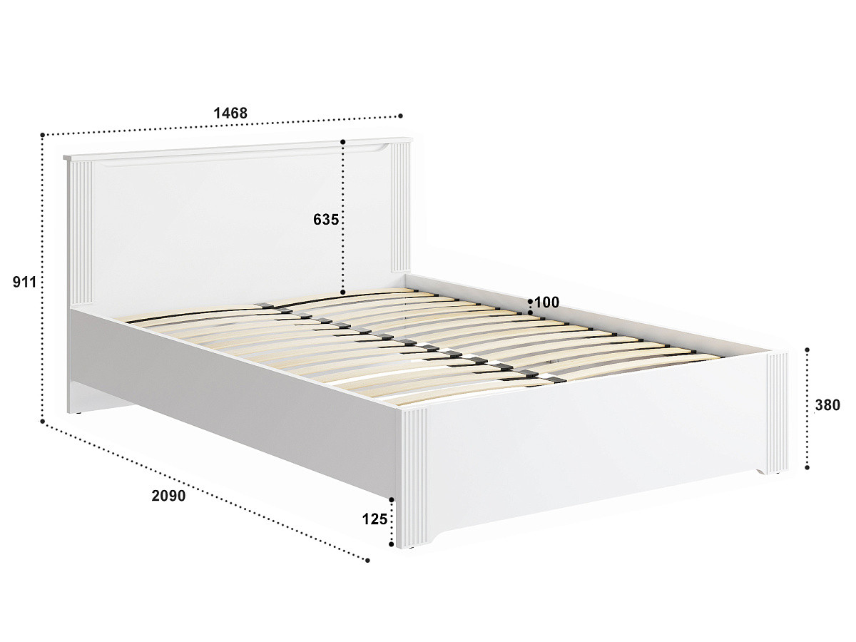 Кровать Эмилия ЭЛ-29 (140х200) белый структурный/меренга