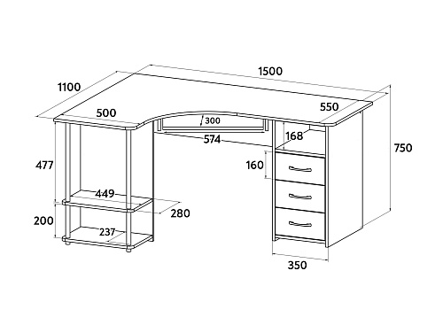 Стол компьютерный С-237 белый структурный
